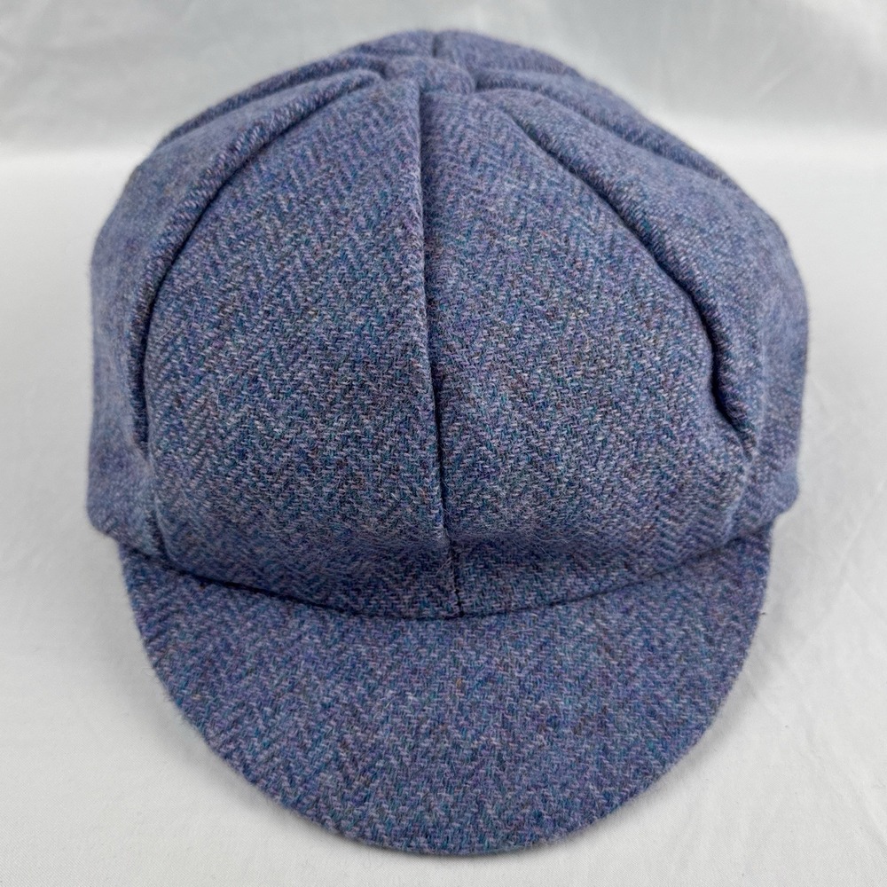 Vintage Irish Wool Newsboy Cap Tweed Herringbone Flat Ivy Hat Mens OS